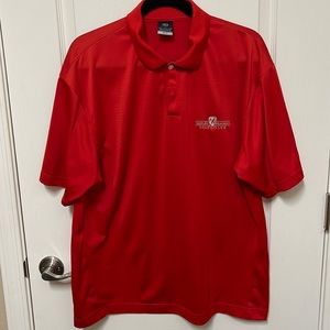 Men’s red golf shirt size large.